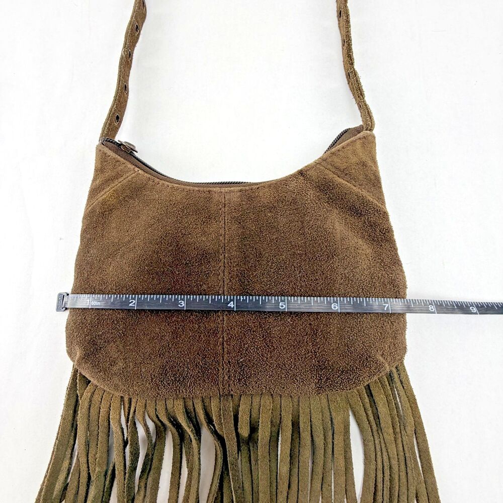 GIANNI Brown Suede Fringe Shoulder Bag Boho Western Cowgirl Pocketbook Purse - Picture 8 of 8